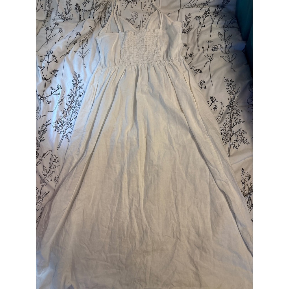 NEW A New Day‎ White Corset Button Front Linen Midi A Line Dress w/ Pockets, S - Picture 5 of 7